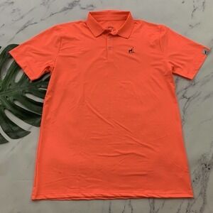 Proud 90 Mens Golf Polo Shirt Size L Neon Orange Short Sleeve Solid Stretch